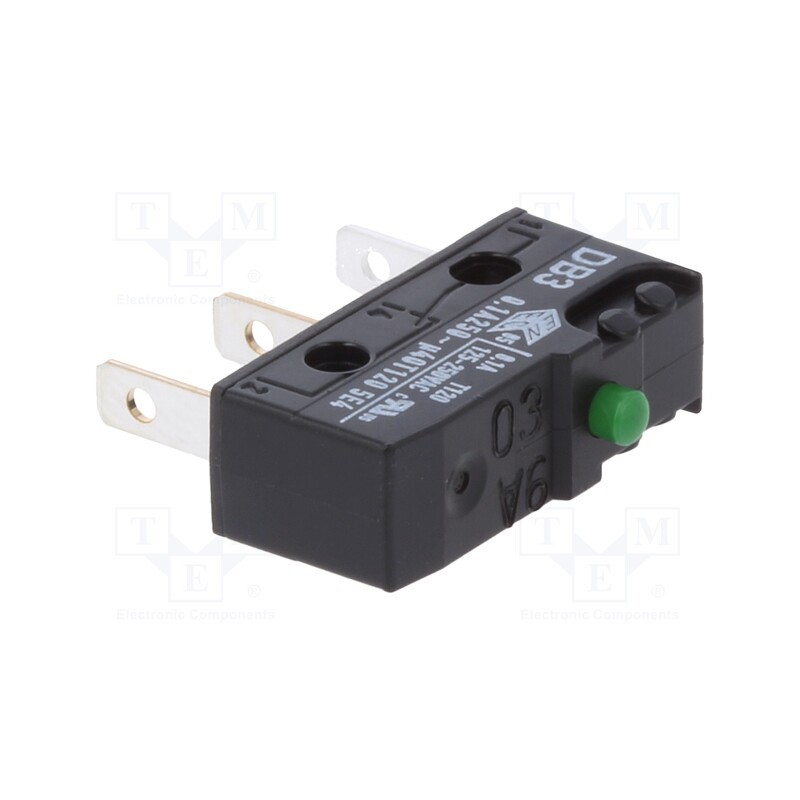 10 pcs : DB3C-B1AA - Microswitch SNAP ACTION, 0.1A/250VAC, 0.1A/80VDC, without lever