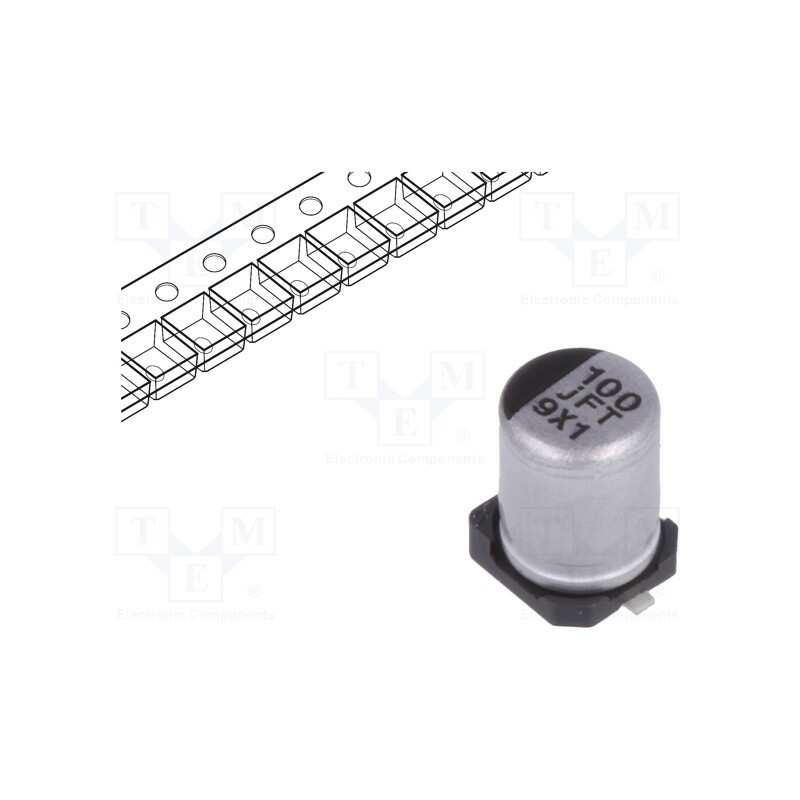 20 pcs : EEEFT0J101AR - Capacitor: electrolytic, low ESR, SMD, 100uF, 6.3VDC, Ø4x5.8mm