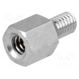 50 pcs : 2103X05/5 - Screwed spacer sleeve, 5mm, Int.thread: UNC4-40, Ext.thread: M3