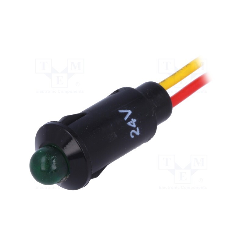 10 pcs : R9-73L-11-24GREEN - Indicator: LED, prominent, green, 24VDC, Ø8.2mm, IP40, leads 170mm