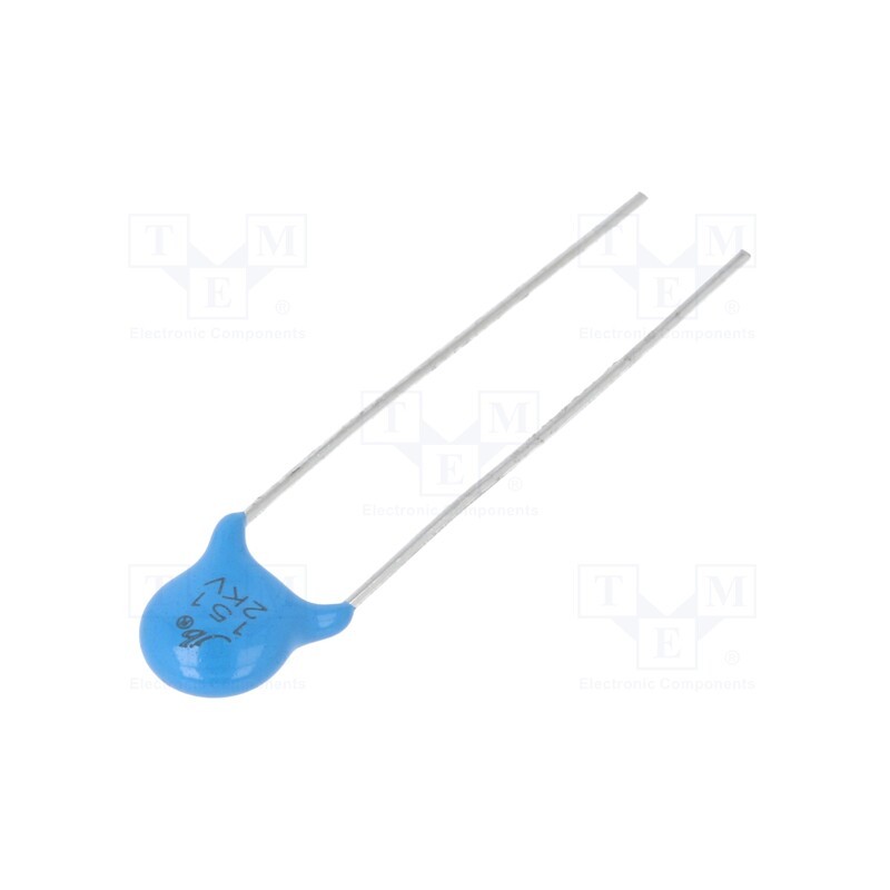 50 pcs : JYC3D151KBB065000B - Capacitor: ceramic, 150pF, 2kVDC, Y5P, ±10%, 5mm