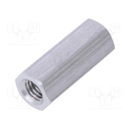 50 pcs : 138X20 - Screwed spacer sleeve, 20mm, Int.thread: M5, hexagonal, aluminium