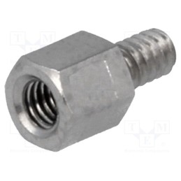 50 pcs : 2130X05/5 - Screwed spacer sleeve, 5mm, Int.thread: M3, Ext.thread: UNC4-40