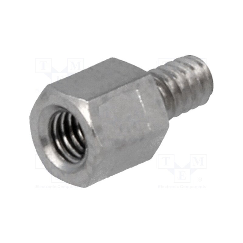 50 pcs : 2130X05/5 - Screwed spacer sleeve, 5mm, Int.thread: M3, Ext.thread: UNC4-40