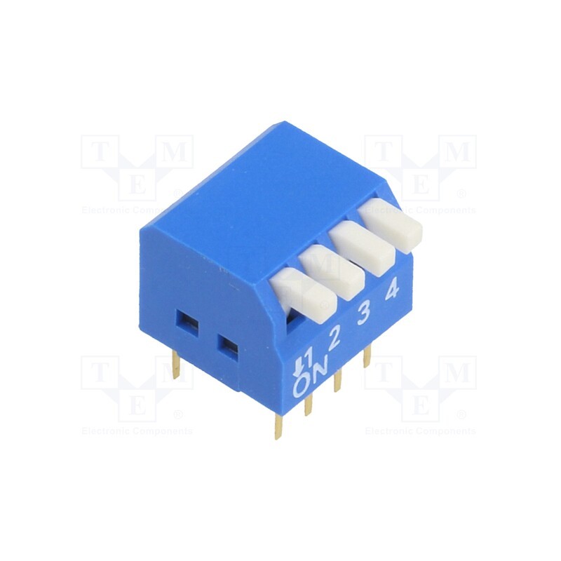 10 pcs : - Switch: DIP-SWITCH, Poles number: 4, ON-OFF, 0.05A/12VDC, Pos: 2