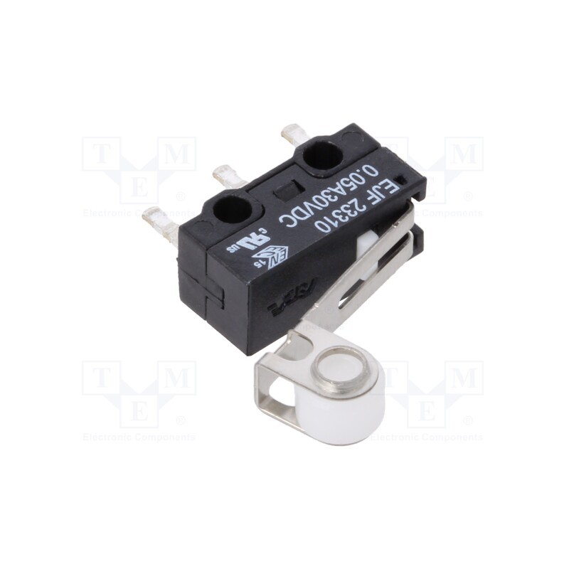 10 pcs : EJF2331000 - Microswitch SNAP ACTION, 0.05A/30VDC, with lever (with roller)