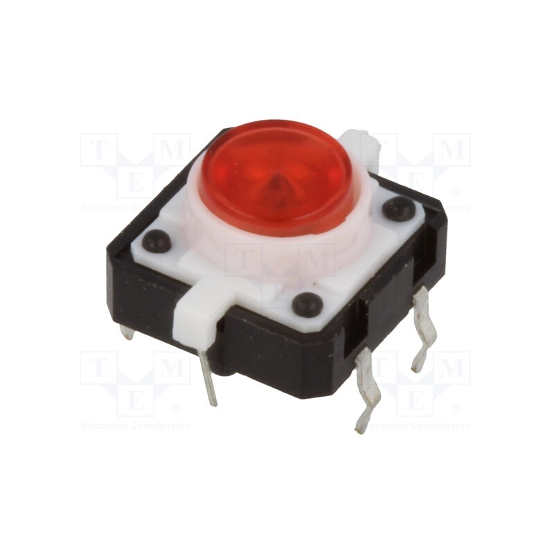 10 pcs : - Microswitch TACT, SPST-NO, Pos: 2, 0.05A/12VDC, THT, LED, red, 2.45N