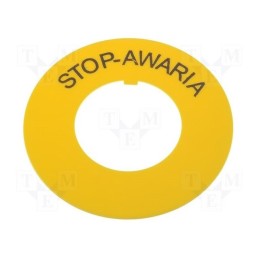 10 pcs : W0-P.ŻÓŁTE DR NAPIS STOP-AWARIA - Warning plate, 30mm, Ømount.hole: 30.5mm, Ø: 60mm, PVC