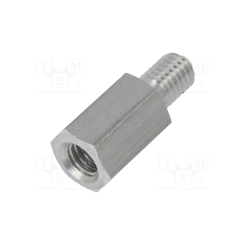 50 pcs : 238X12 - Screwed spacer sleeve, 12mm, Int.thread: M5, Ext.thread: M5