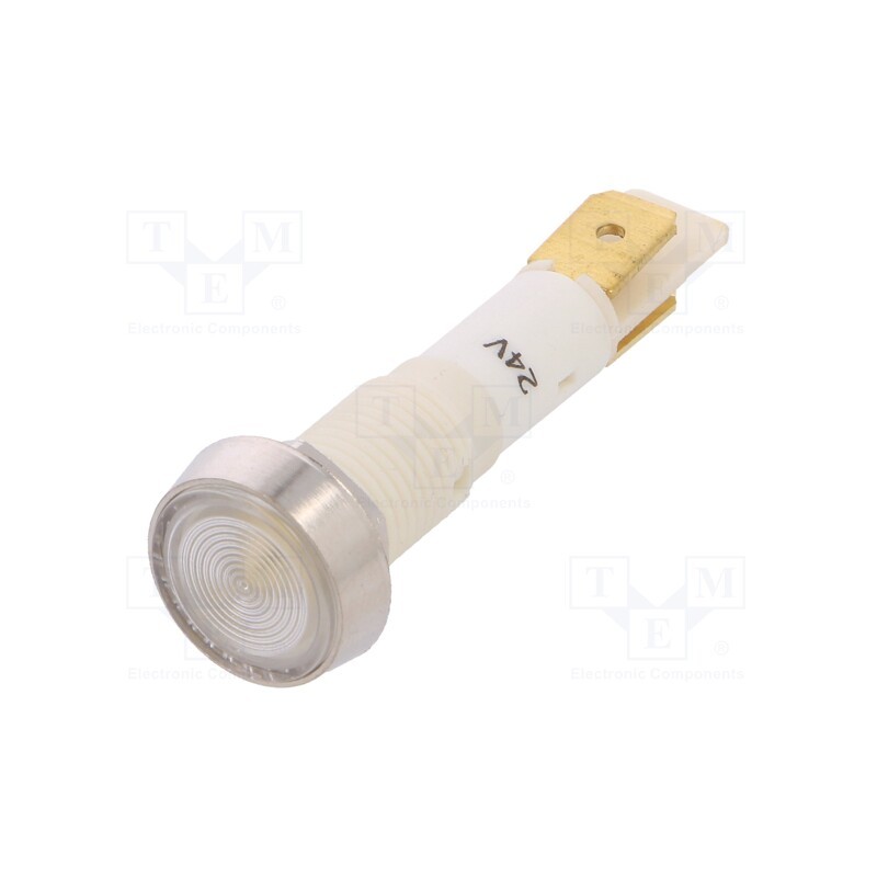 10 pcs : IND10P-24W-C - Indicator: LED, flat, white, 24VDC, 24VAC, Ø10mm, plastic