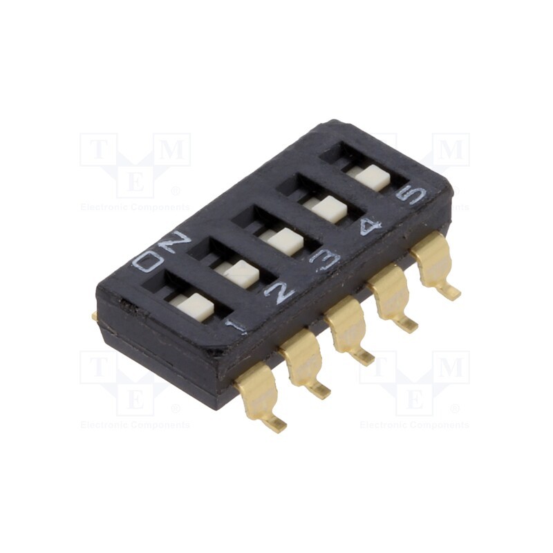 10 pcs : A6S-5101-H - Switch: DIP-SWITCH, Poles number: 5, ON-OFF, 0.025A/24VDC, Pos: 2