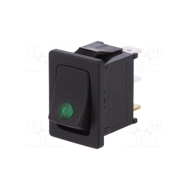 10 pcs : R13-66B2-02-BBG - ROCKER, SPST, Pos: 2, ON-OFF, 16A/12VDC, black, LED,point, 12V, 50mΩ