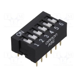 10 pcs : A6E-6101-N - Switch: DIP-SWITCH, Poles number: 6, ON-OFF, 0.025A/24VDC, Pos: 2