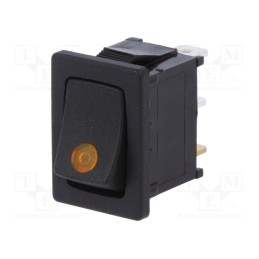 10 pcs : R13-66B2-02-BBY - ROCKER, SPST, Pos: 2, ON-OFF, 16A/12VDC, black, LED,point, 12V, 50mΩ