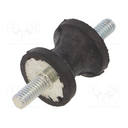 10 pcs : DVC.1-15-8,5-15-M4-10-40 - Vibration damper, M4, Ø: 15mm, rubber, L: 15mm, Thread len: 10mm