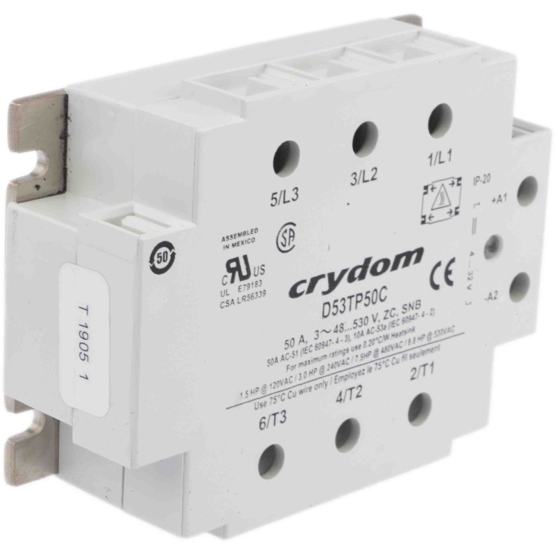 1 pcs - Sensata / Crydom 53TP Series Solid State Relay, 50 A rms Load, Panel Mount, 530 V ac Load, 32 V dc Control