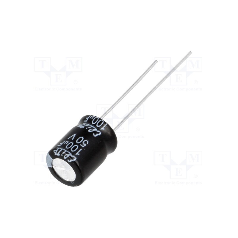 50 pcs : PF1H101MNN08B5 - Capacitor: electrolytic, THT, 100uF, 50VDC, Ø8x11.5mm, Pitch: 3.5mm