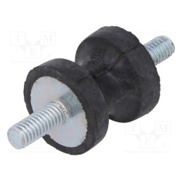 10 pcs : DVC.1-15-8,5-15-M4-10-55 - Vibration damper, M4, Ø: 15mm, rubber, L: 15mm, Thread len: 10mm
