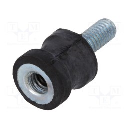 10 pcs : DVC.2-10-8-10-M4-10-55 - Vibration damper, M4, Ø: 10mm, rubber, L: 10mm, Thread len: 10mm