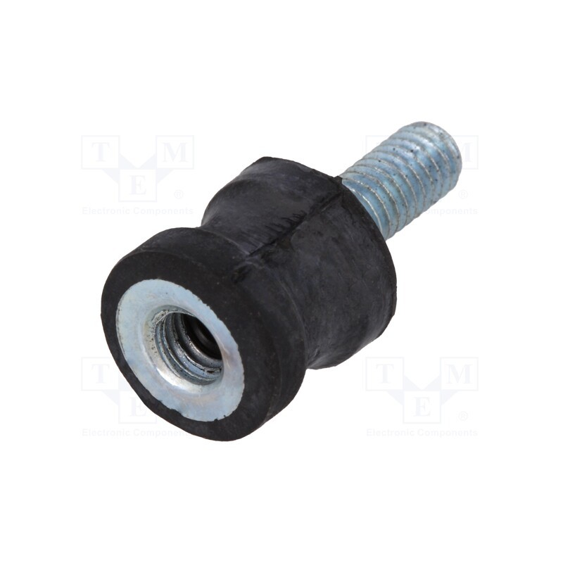 10 pcs : DVC.2-10-8-10-M4-10-55 - Vibration damper, M4, Ø: 10mm, rubber, L: 10mm, Thread len: 10mm
