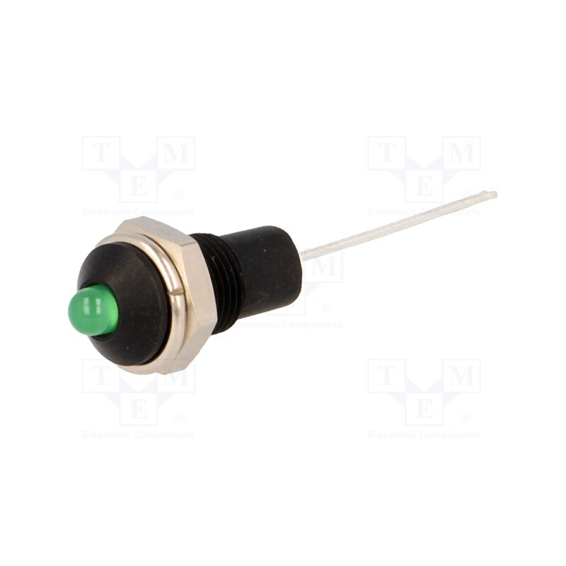 10 pcs : SMRS062 - Indicator: LED, prominent, green, Ø6.2mm, for soldering, metal