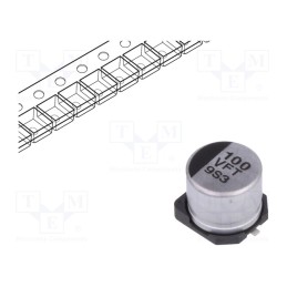 10 pcs : EEEFT1V101AP - Capacitor: electrolytic, low ESR, SMD, 100uF, 35VDC, Ø6.3x5.8mm