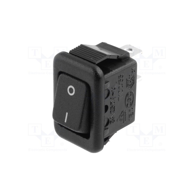 10 pcs : MR5-110-F5-BBWC-3 - ROCKER, SPST, Pos: 2, ON-OFF, 3A/250VAC, black, none, 20mΩ, UL94V-2