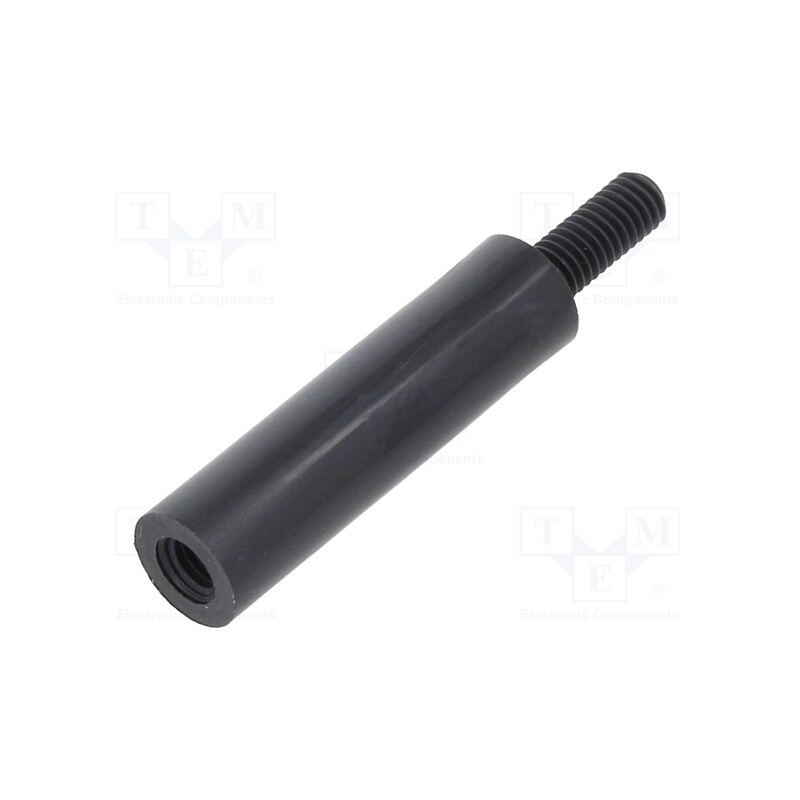 50 pcs : 285RDX22 - Screwed spacer sleeve, cylindrical, polyamide, M3, M3, 22mm, black