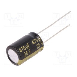 10 pcs : EEUFM1E471 - Capacitor: electrolytic, low ESR, THT, 470uF, 25VDC, Ø10x16mm, ±20%