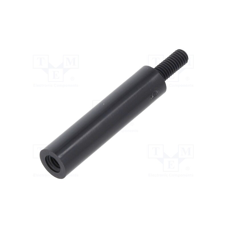 50 pcs : 285RDX25 - Screwed spacer sleeve, cylindrical, polyamide, M3, M3, 25mm, black
