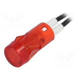 10 pcs : L282000NAA - Indicator: with neon lamp, flat, red, 230VAC, Cutout: Ø12mm
