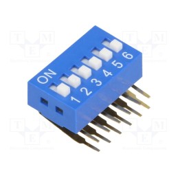 10 pcs : - Switch: DIP-SWITCH, Poles number: 6, ON-OFF, 0.05A/12VDC, Pos: 2