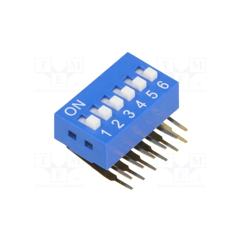 10 pcs : - Switch: DIP-SWITCH, Poles number: 6, ON-OFF, 0.05A/12VDC, Pos: 2