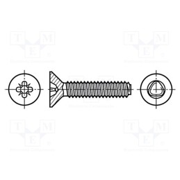 500 pcs : 1183362 - Screw, 3x12, Head: countersunk, Pozidriv, PZ1, A2 stainless steel