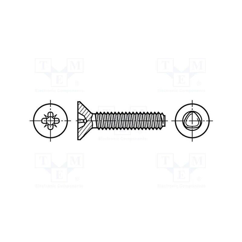 500 pcs : 1183362 - Screw, 3x12, Head: countersunk, Pozidriv, PZ1, A2 stainless steel