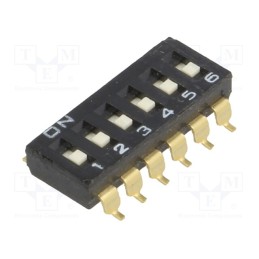 10 pcs : A6S-6101-H - Switch: DIP-SWITCH, Poles number: 6, ON-OFF, 0.025A/24VDC, Pos: 2