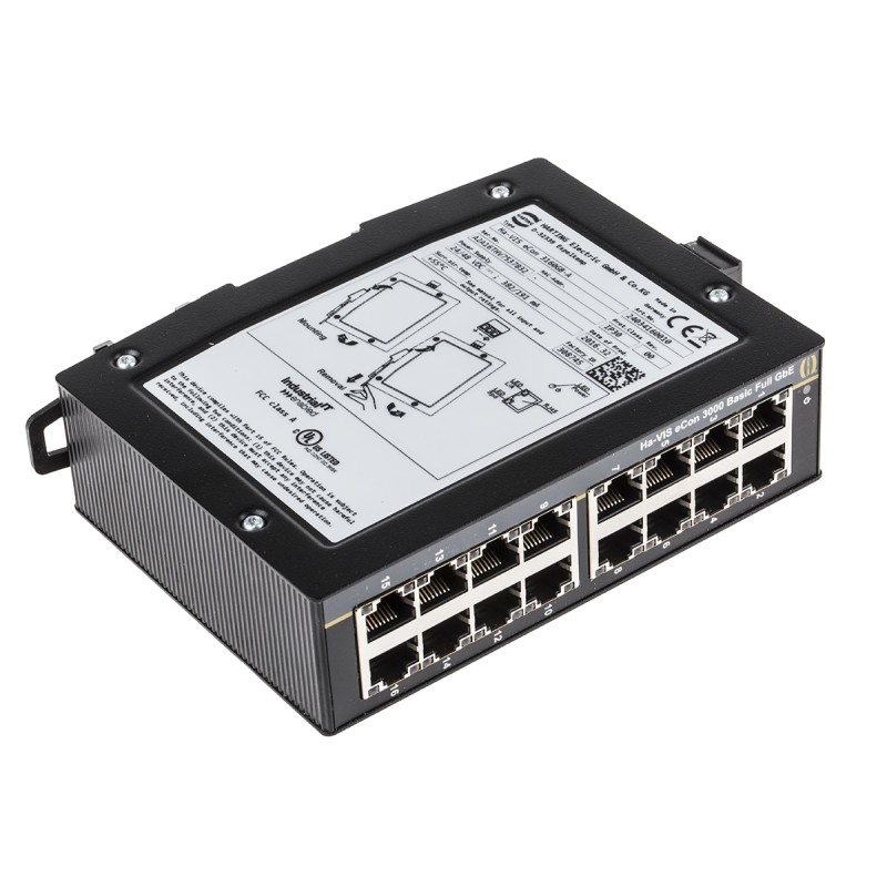 1 pcs - HARTING Ha-VIS Series DIN Rail Mount Ethernet Switch, 16 RJ45 Ports, 10/100/1000Mbit/s Transmission, 24V dc