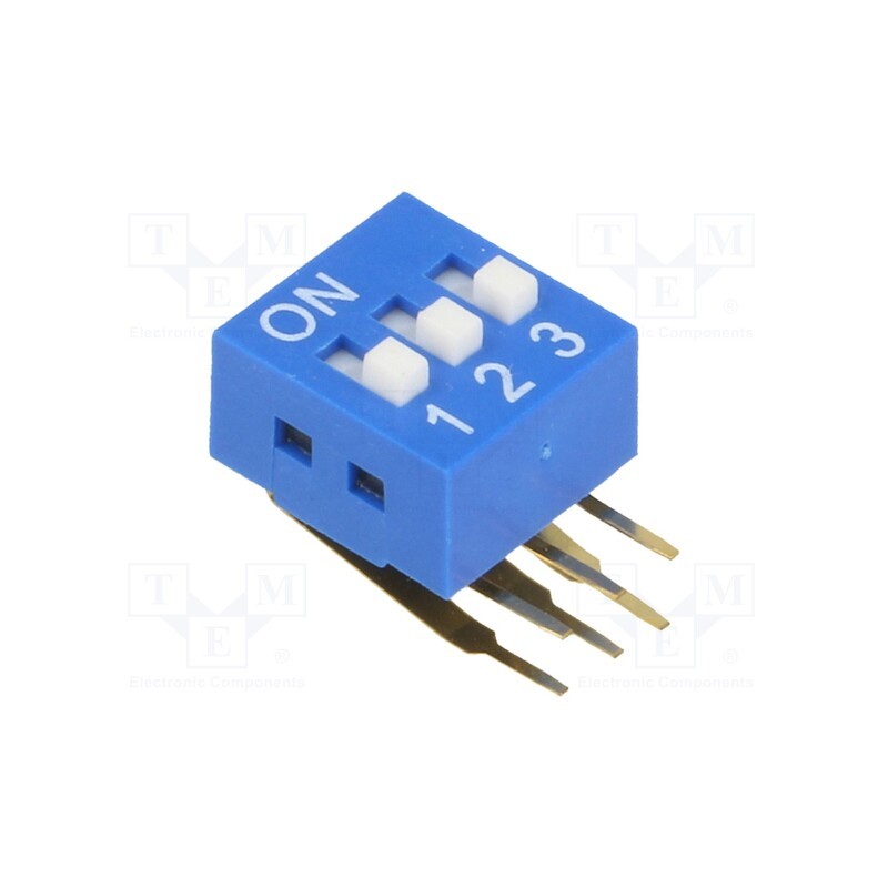 10 pcs : - Switch: DIP-SWITCH, Poles number: 3, ON-OFF, 0.05A/12VDC, Pos: 2