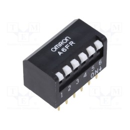 10 pcs : A6FR-6101 - Switch: DIP-SWITCH, OFF-ON, 0.025A/24VDC, Pos: 2, -20÷70°C, THT