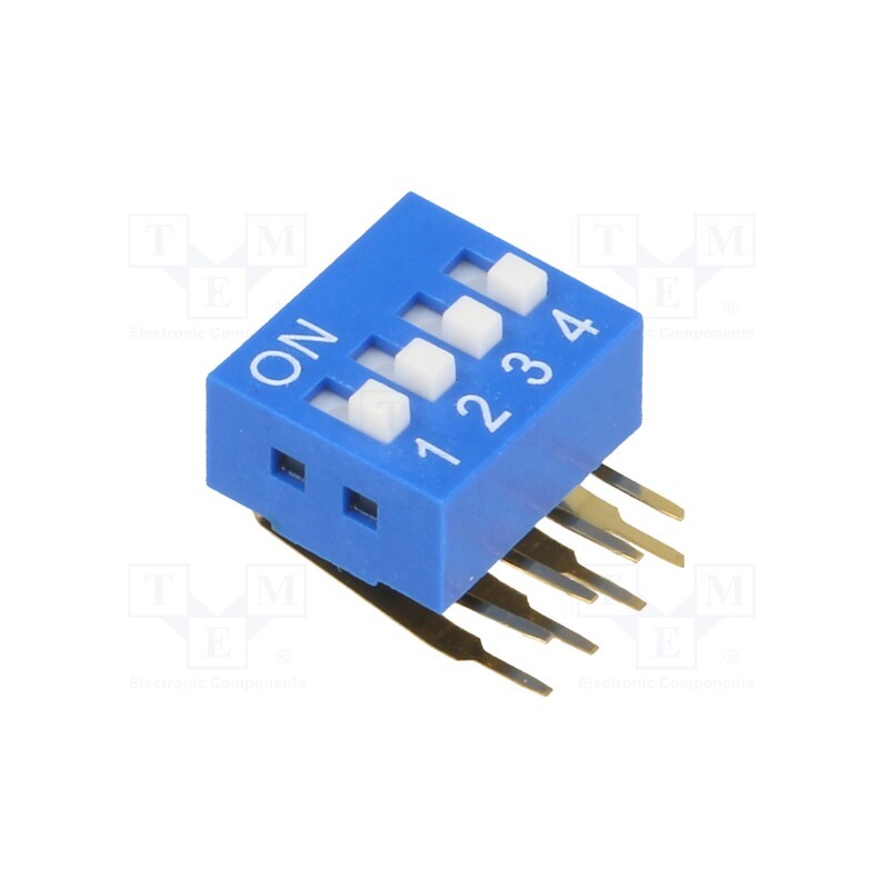 10 pcs : - Switch: DIP-SWITCH, Poles number: 4, ON-OFF, 0.05A/12VDC, Pos: 2