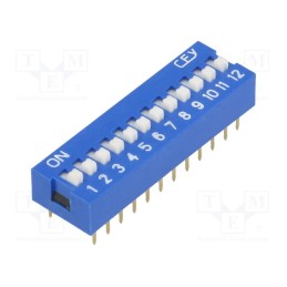 10 pcs : - Switch: DIP-SWITCH, Poles number: 12, ON-OFF, 0.05A/12VDC, Pos: 2
