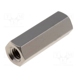 50 pcs : M30015.00.65 - Screwed spacer sleeve, 15mm, Int.thread: M3, brass, nickel