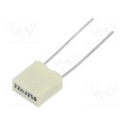20 pcs : R82IC2220DQ50J - Capacitor: polyester, 22nF, 160VAC, 250VDC, 5mm, ±5%, 7.2x3.5x7.5mm