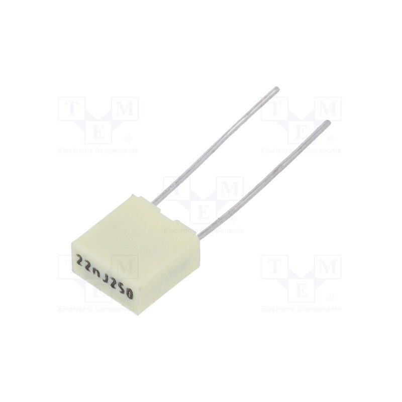 20 pcs : R82IC2220DQ50J - Capacitor: polyester, 22nF, 160VAC, 250VDC, 5mm, ±5%, 7.2x3.5x7.5mm