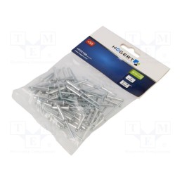 10 pcg : HT2C166 - Rivet, aluminium, Rivet diam: 4mm, L.rivet: 18mm, 50pcs.