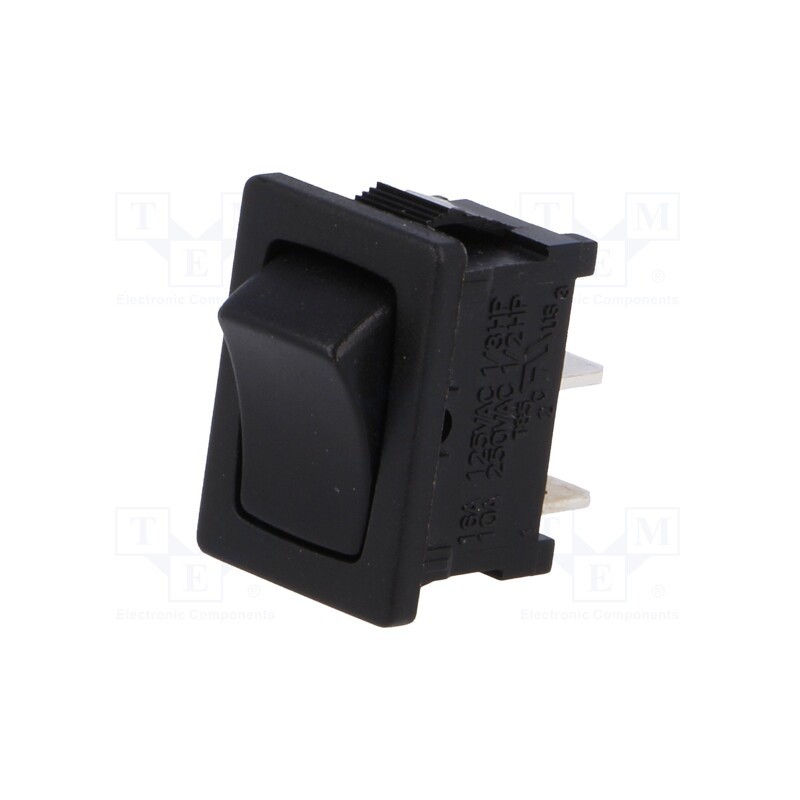10 pcs : R13-66A-02 - ROCKER, SPST, Pos: 2, ON-OFF, 10A/250VAC, black, none, 50mΩ, UL94V-2