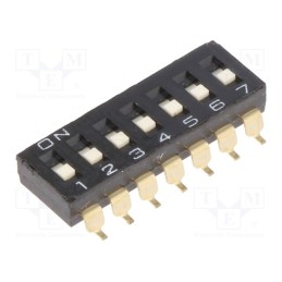 10 pcs : A6S-7102-H - Switch: DIP-SWITCH, Poles number: 7, ON-OFF, 0.025A/24VDC, Pos: 2