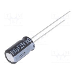 20 pcs : EEUFR1E101 - Capacitor: electrolytic, low ESR, THT, 100uF, 25VDC, Ø6.3x11.2mm