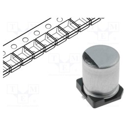 50 pcs : RC1E106M05005VR - Capacitor: electrolytic, SMD, 10uF, 25VDC, Ø5x5.3mm, ±20%, 1000h