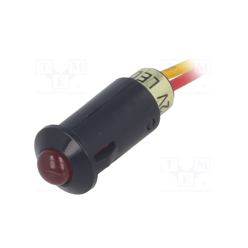 10 pcs : R9-73L-11-12RED - Indicator: LED, prominent, red, 12VDC, Ø8.2mm, IP40, leads 170mm